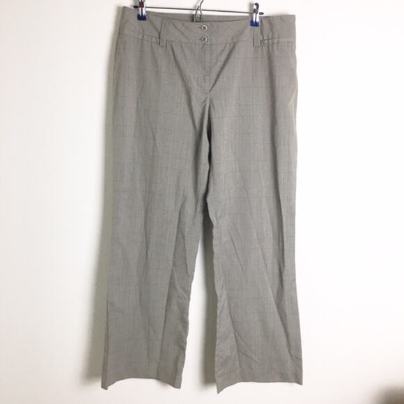 AB Studio Plaid Wide Leg Dress Pants Gray 12 - Picture 4 of 10